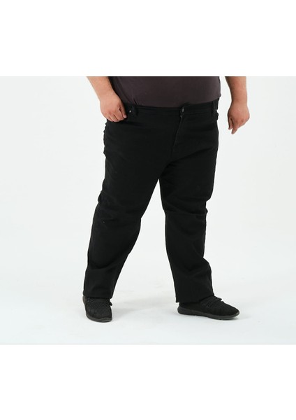 Büyük Beden Erkek Kot Patolon Likralı Battal Siyah 501