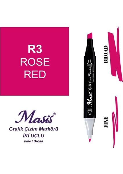 Twin Çift Uçlu Marker Kalemi 3 Rose Red