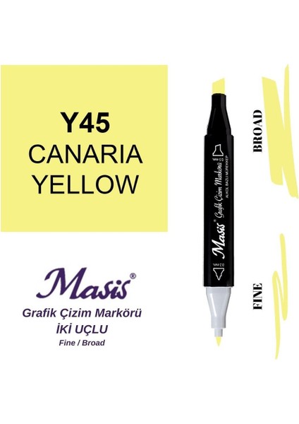 Twin Çift Uçlu Marker Kalemi 45 Canaria Yellow