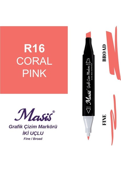 Twin Çift Uçlu Marker Kalemi 16 Coral Pink