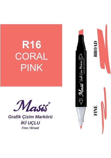 Twin Çift Uçlu Marker Kalemi 16 Coral Pink