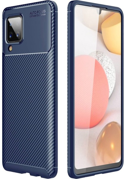 Samsung Galaxy M32 Kılıf Focus Karbon Silikon - Lacivert