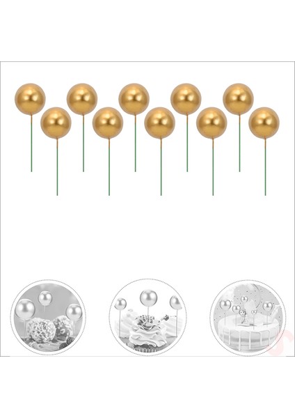 Çubuklu Süsleme Topu, 2cm x 10 Adet - Altın