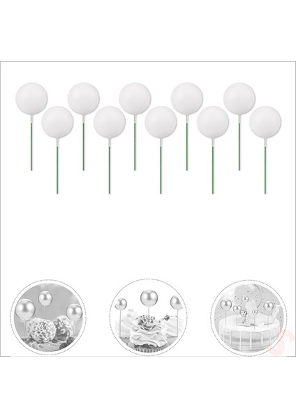 Çubuklu Süsleme Topu, 2cm x 10 Adet - Beyaz