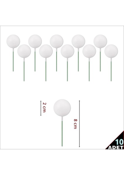 Çubuklu Süsleme Topu, 2cm x 10 Adet - Beyaz fiyatları