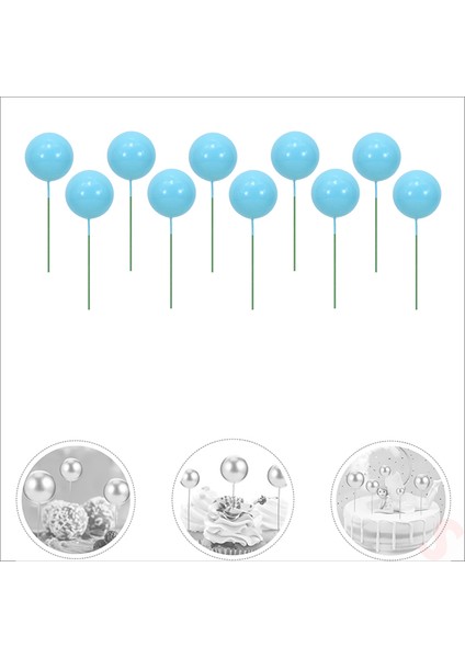 Çubuklu Süsleme Topu, 2cm x 10 Adet - Mavi