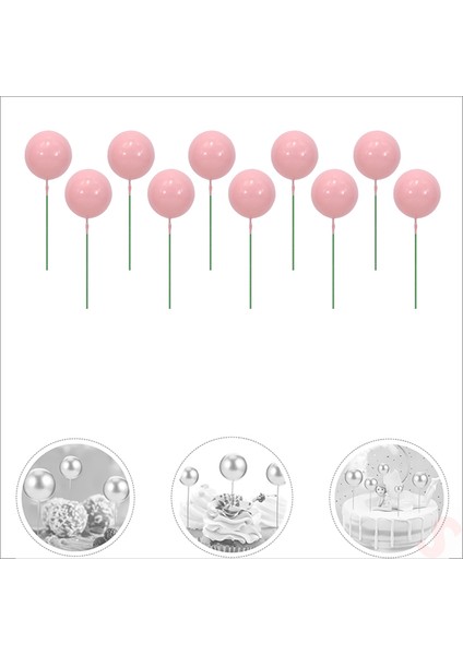 Çubuklu Süsleme Topu, 2cm x 10 Adet - Pembe