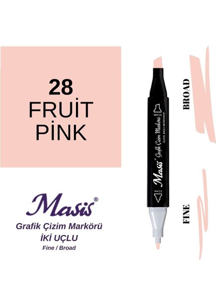 Twin Çift Uçlu Marker Kalemi 28 Fruit Pink