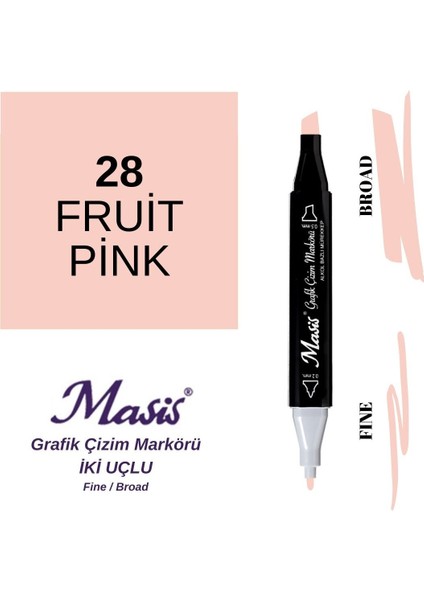 Twin Çift Uçlu Marker Kalemi 28 Fruit Pink