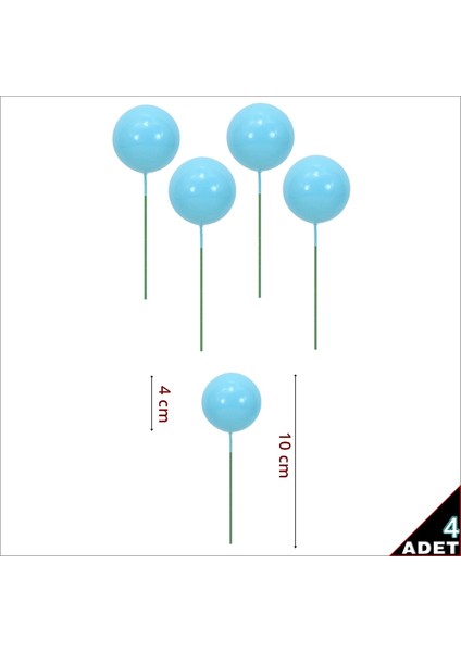 Çubuklu Süsleme Topu, 4cm x 4 Adet - Mavi fiyatları