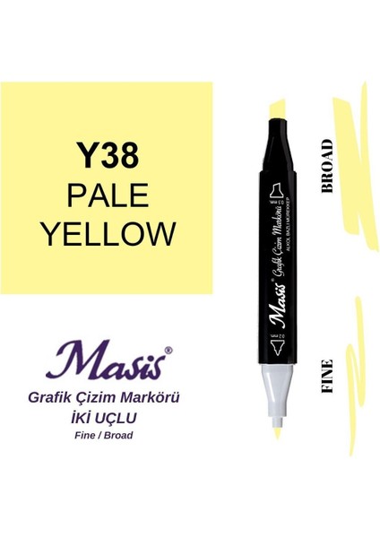 Twin Çift Uçlu Marker Kalemi 38 Pale Yellow