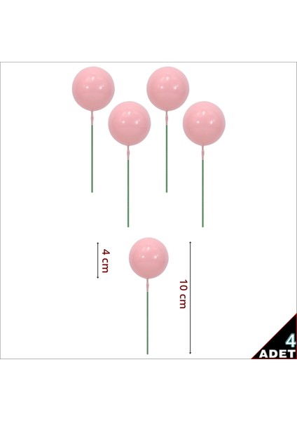 Çubuklu Süsleme Topu, 4cm x 4 Adet - Pembe fiyatları