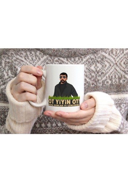 Gebeş Kaplumbağa Ot Yiyin Ot Tasarım Baskılı Seramik Kahve Çay Kupası fiyatları