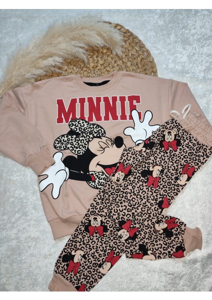 Kız Çocuk Minnie Baskılı Eşofman Takım