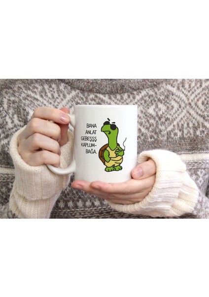 Gebeş Kaplumbağa Baskılı Seramik Kahve Çay Kupası fiyatları