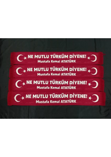 Ne Mutlu Türk'üm Diyene Yazılı Örme Atkı