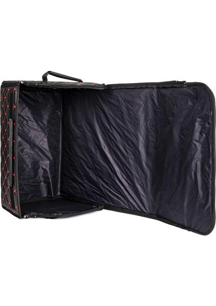 Oto Bagaj Organizeri Kapitone Deri Çanta Siyah-Kırmızı Renk 40 cm