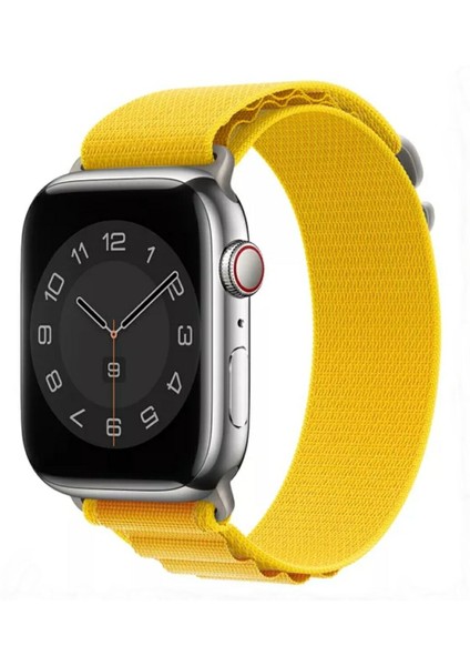 Apple Watch 42 mm / 44MM / 45MM/ 49 mm (Seriler /se/ultra ile Uyumlu) Alpine Bant Kordon Hardal Sarı