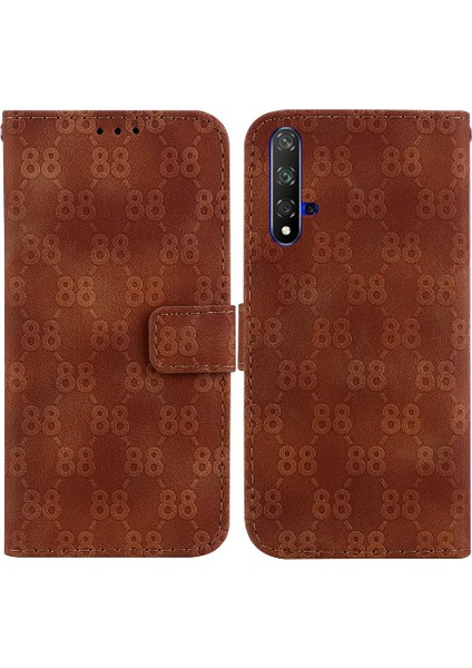 Huawei Nova 5t Çift 8 Kabartmalı Pu Deri Kart Tutucu Telefon Kılıfı (Yurt Dışından)