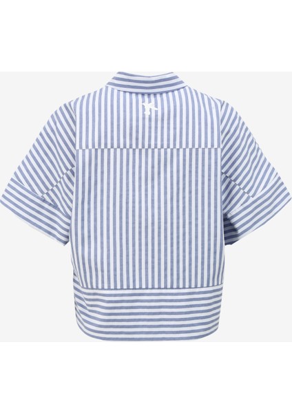 Geniş Fit Gömlek Yaka Çizgili Mavi - Beyaz Kadın Gömlek FC4SL-GML0530 fiyatları