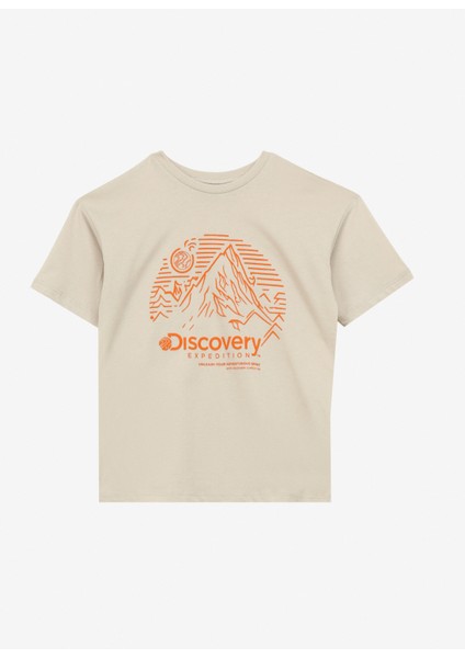 Baskılı Bej Erkek T-Shirt D4SB-TST3043