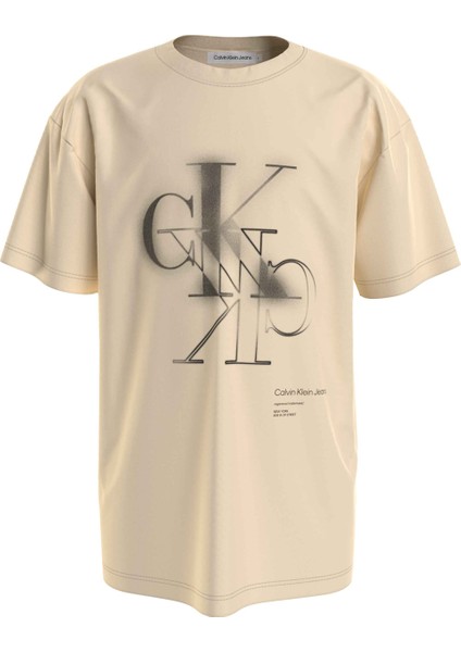 Calvin Klein Bej Kız Çocuk T-Shirt Spray Ck Monogram Ss T-Shırt