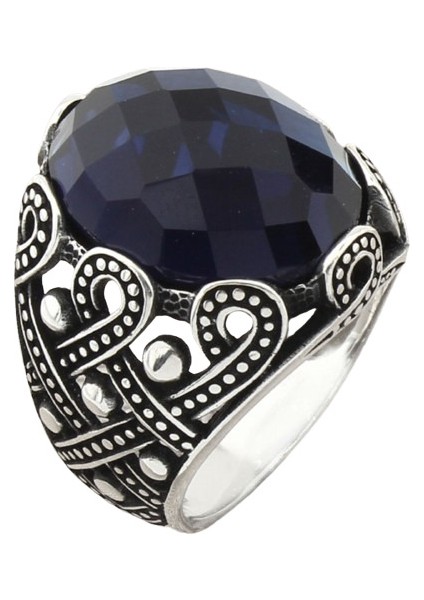 Erkek Yüzük Gümüş 925 Ayar Zirkon Taşlı