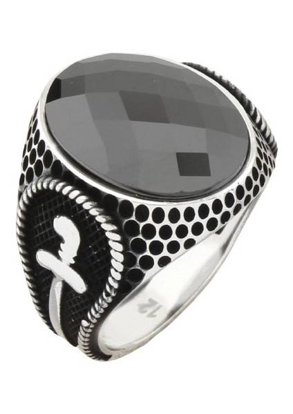 Erkek Yüzük Gümüş 925 Ayar Zirkon Taşlı