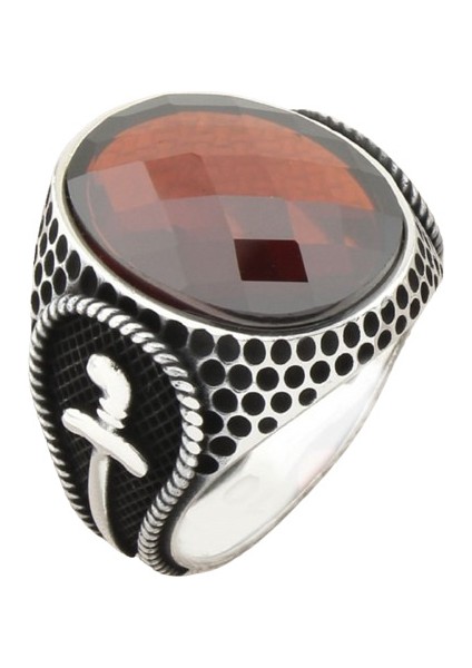 Erkek Yüzük Gümüş 925 Ayar Zirkon Taşlı