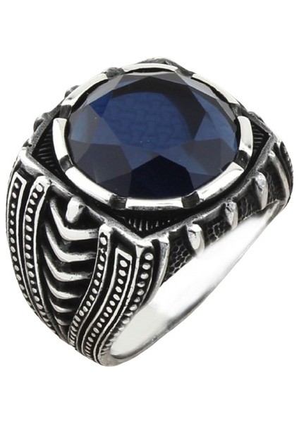 Erkek Yüzük Gümüş 925 Ayar Zirkon Taşlı