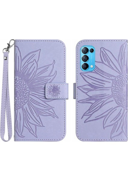 Oppo Oppo 5 4g Kabartmalı Ayçiçeği Flip Cüzdan Telefon Kılıfı Için Pu (Yurt Dışından)