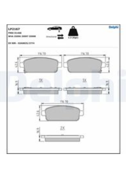 Fren Balatası Arka (116MM) Cruze Astra J 09-