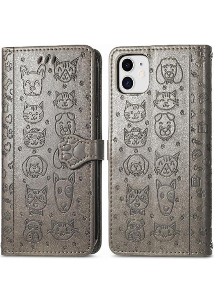 Iphone 11 Için Kılıf Kısa Kayış Deri Kılıf Kapak Çevirin Darbeye Karikatür (Yurt Dışından)