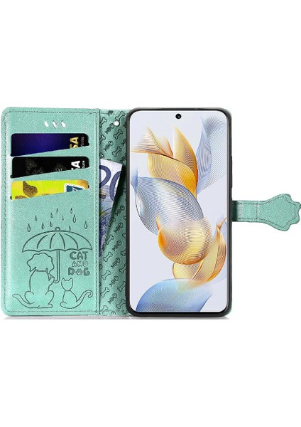 Huawei Onur Için Kılıf 90 5g Deri Kılıf Karikatür Hayvanlar Kısa Kayış Flip (Yurt Dışından)