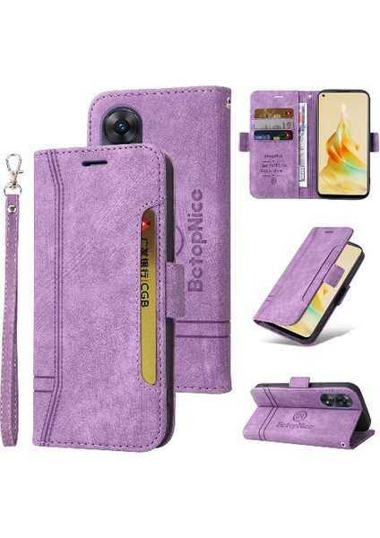 Oppo Renot 8t 4g Kart Yuvaları Için Kılıf Cüzdan Kapak Çevirin Tpu Deri Manyetik (Yurt Dışından)