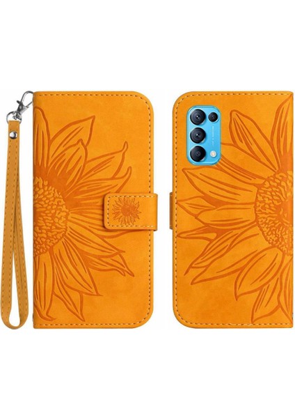 Oppo Oppo 5 4g Kabartmalı Ayçiçeği Flip Cüzdan Telefon Kılıfı Için Pu (Yurt Dışından)
