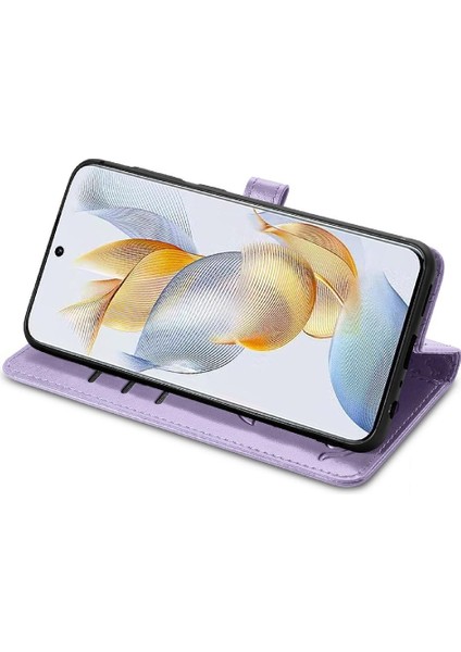 Huawei Onur Için Kılıf 90 5g Deri Kılıf Karikatür Hayvanlar Kısa Kayış Flip (Yurt Dışından)