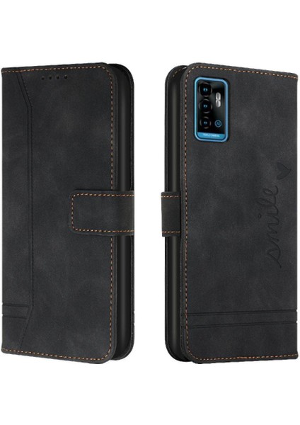 Zte Blade A71 Flip Folio Cüzdan Kart Yuvaları Için Telefon Kılıfı Kapak El Kayışı (Yurt Dışından)
