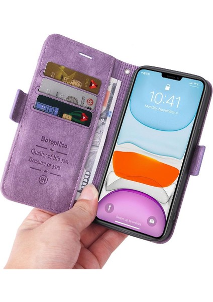 Iphone 12 Için Kılıf Pro Max Kart Yuvaları Cüzdan Kapak Çevirin Tpu Deri (Yurt Dışından)
