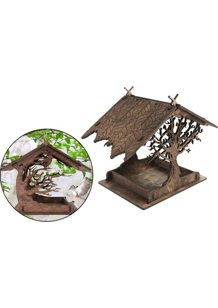 Ahşap Kuş Besleyici, Masif Ahşap Masif Kuş Evi Tohum Besleyici, Çatılı, Kuşları Çekmek Için Siluet Kenarları Bahçe Dekor Hediyeleri (Yurt Dışından) fırsatları