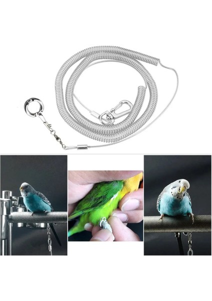 Beyaz Stil D3,5 mm Uçan Eğitim Tasması Alaşım Bacak Halkası Esnek Kuş Zinciri Kemer Anti Bite Plastik Tel Halat Papağan Açık Uçuş Eğitim Halatı (Yurt Dışından) fiyatları