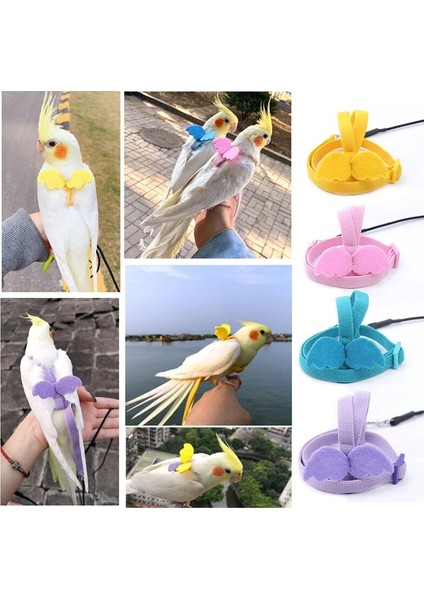 Mavi Stil No.4 Boyutu Ayarlanabilir Papağan Kuş Koşum Tasma Seti Anti-Bite Eğitim Koşum Papağanlar Için Açık Uçan Halat Papağan Küçük Kuşlar Için (Yurt Dışından)