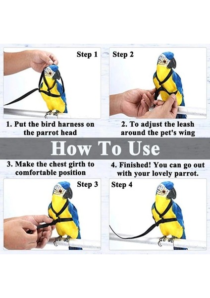Mavi Stil Xl Beden Papağan Kuş Koşum Tasma Ayarlanabilir Isırma Önleyici Eğitim Halatı Açık Havada Uçan Çekiş Kayışları Bandı (Yurt Dışından) indirimleri