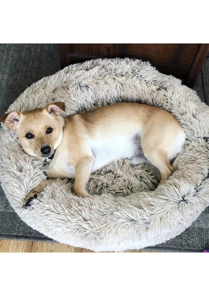 Beyaz Stil S Çapı 50CM Köpek Yatağı Uzun Peluş Dount Sepeti Sakinleştirici Kedi Yatakları Hondenmand Pet Kulübesi Ev Yumuşak Kabarık Yastık Uyku Tulumu Büyük Köpekler Için Mat (Yurt Dışından) indirimleri