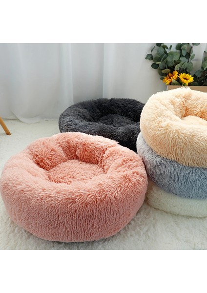 Açık Gri Tarzı Çap 40CM Pet Köpek Yatağı Sıcak Polar Yuvarlak Köpek Kulübesi Evi Uzun Peluş Kış Evcil Orta Büyük Köpekler Için Köpek Yatakları Kediler Yumuşak Kanepe Minder Paspasları (Yurt Dışından) modelleri