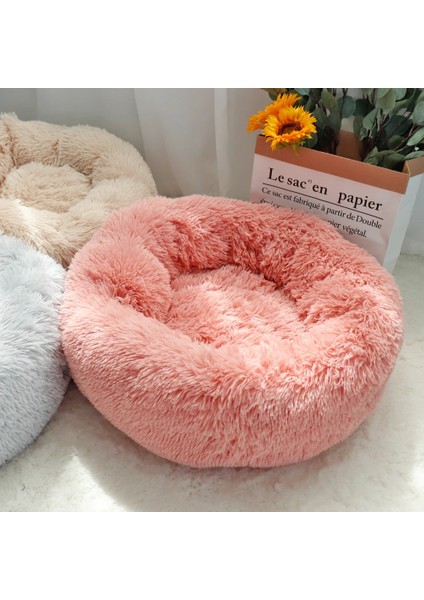 Açık Gri Tarzı Çap 40CM Pet Köpek Yatağı Sıcak Polar Yuvarlak Köpek Kulübesi Evi Uzun Peluş Kış Evcil Orta Büyük Köpekler Için Köpek Yatakları Kediler Yumuşak Kanepe Minder Paspasları (Yurt Dışından) fırsatları