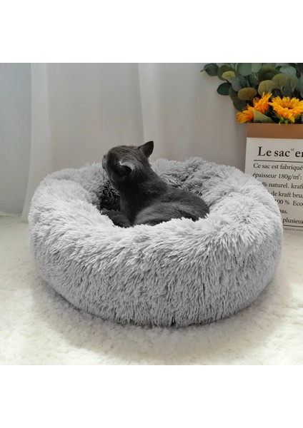 Açık Gri Tarzı Çap 40CM Pet Köpek Yatağı Sıcak Polar Yuvarlak Köpek Kulübesi Evi Uzun Peluş Kış Evcil Orta Büyük Köpekler Için Köpek Yatakları Kediler Yumuşak Kanepe Minder Paspasları (Yurt Dışından) indirimleri