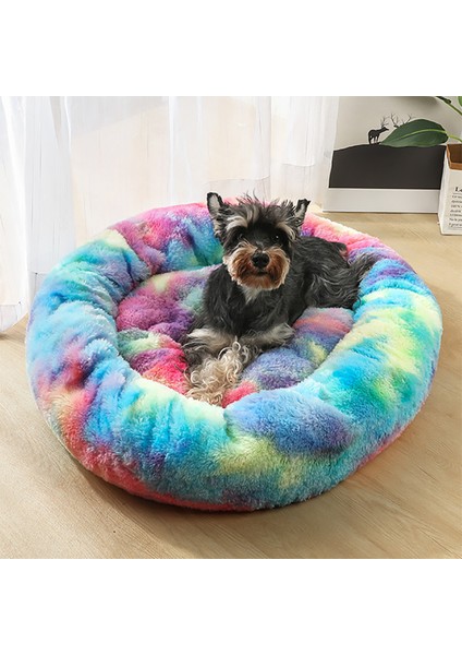 Kravatlı Çok Renkli Stil 50CM Uzun Peluş Köpek Yastık Yatak Pet Kanepe Süper Yumuşak Kabarık Rahat Mat Kedi Köpek Evi Için Yatak Yuvarlak Kedi Kış Sıcak Yatak Pet Yataklar (Yurt Dışından)