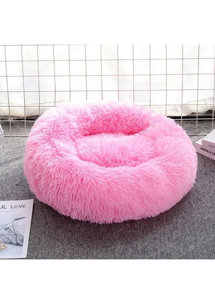 Pembe Tarzı S-50CM Köpek Yatağı Yumuşak Kabarık Kedi Yatakları Uzun Peluş Dounts Yatakları Sakinleştirici Yatak Hondenmand Pet Kulübesi Küçük Büyük Köpek Kedileri Için Ev Minderi (Yurt Dışından)