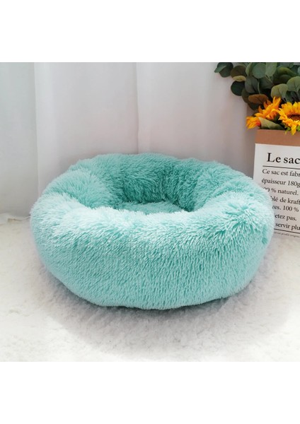 Yeşil Stil Çap 50CM Pet Köpek Yatak Mat Kabarık Sakinleştirici Köpek Yatak Battaniye Uzun Peluş Kedi Köpek Evi Yatakları Hondenmand Yuvarlak Şezlong Kanepe Uyku Tulumu Kulübesi (Yurt Dışından)